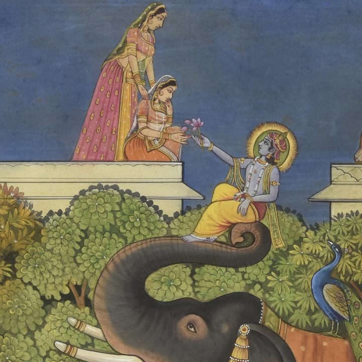 4x3 feet Krishna Rukmani Milan Painting | SHOBITAM
