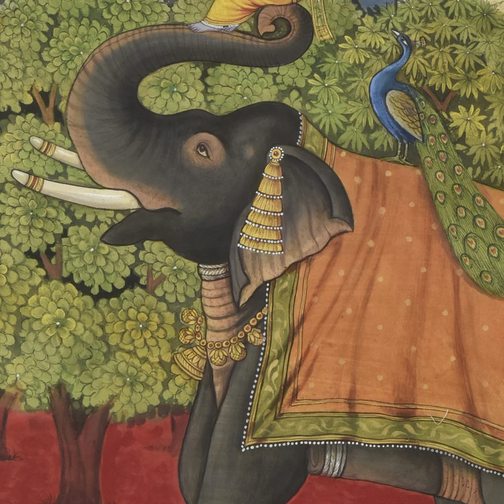4x3 feet Krishna Rukmani Milan Painting | SHOBITAM