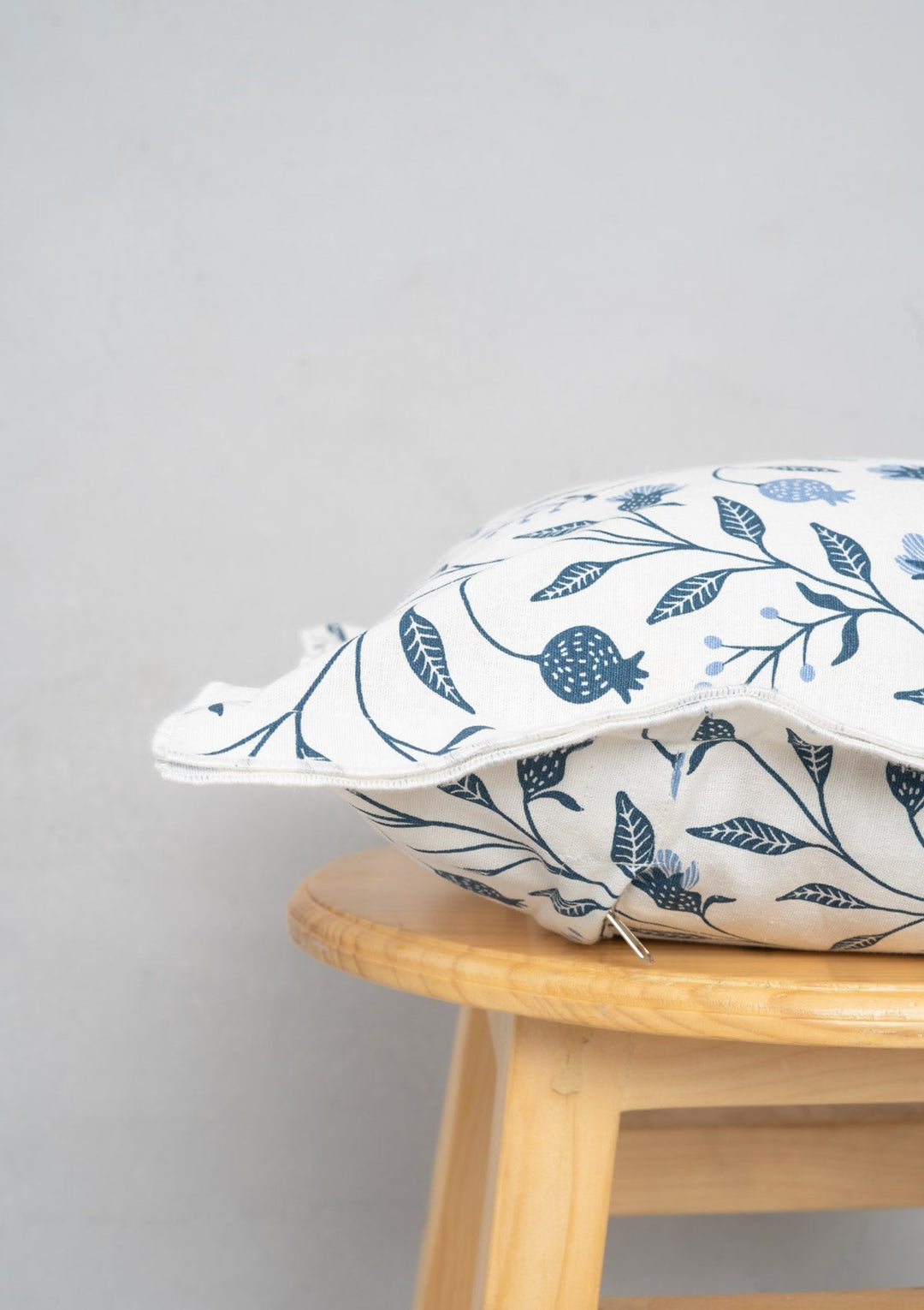 Blue Ruby Powder Blue Floral Cushion Cover for Sofa – 100% Cotton | SHOBITAM