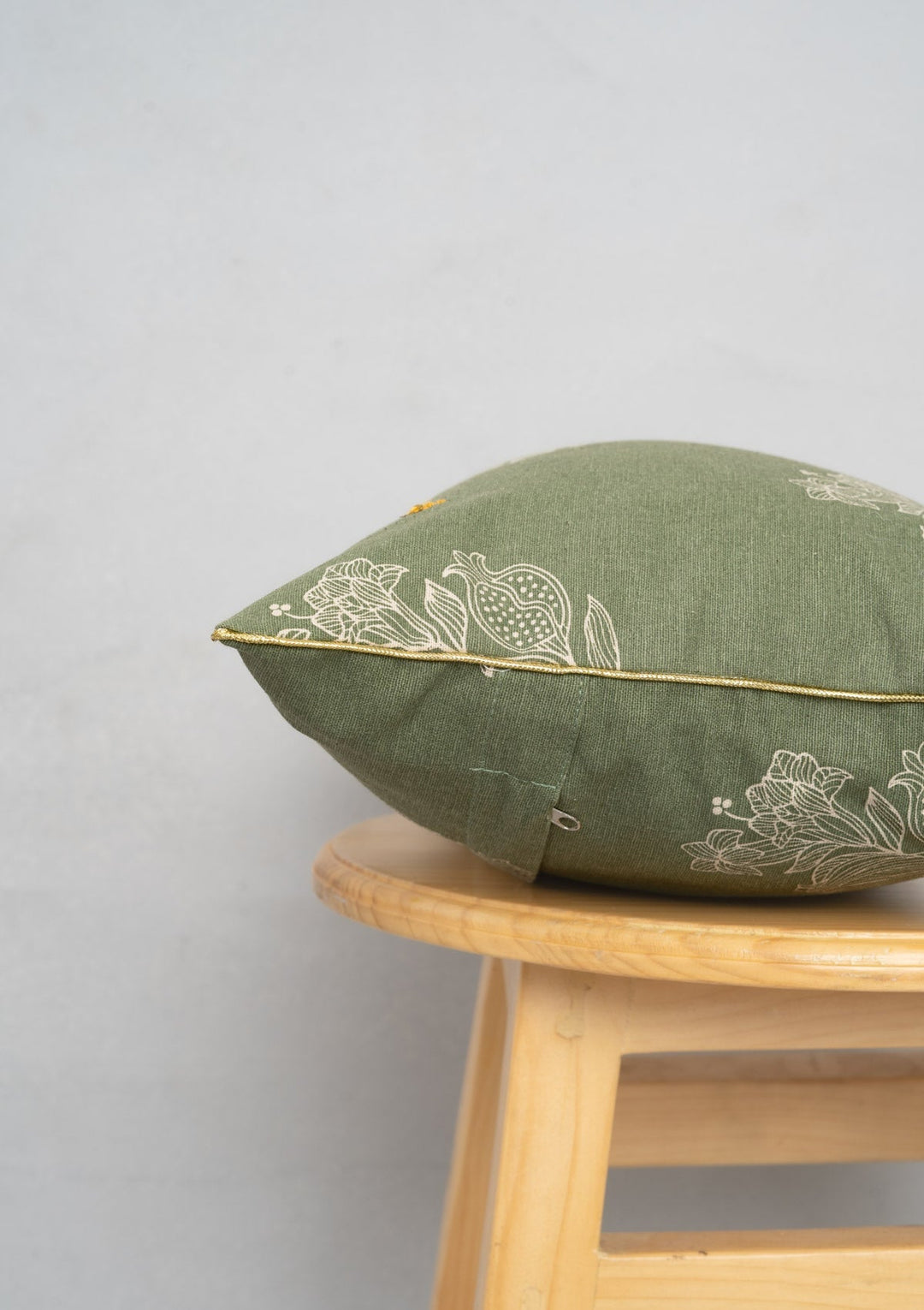 Malabar Pepper Green Floral Cushion Cover for Sofa – 100% Cotton | SHOBITAM