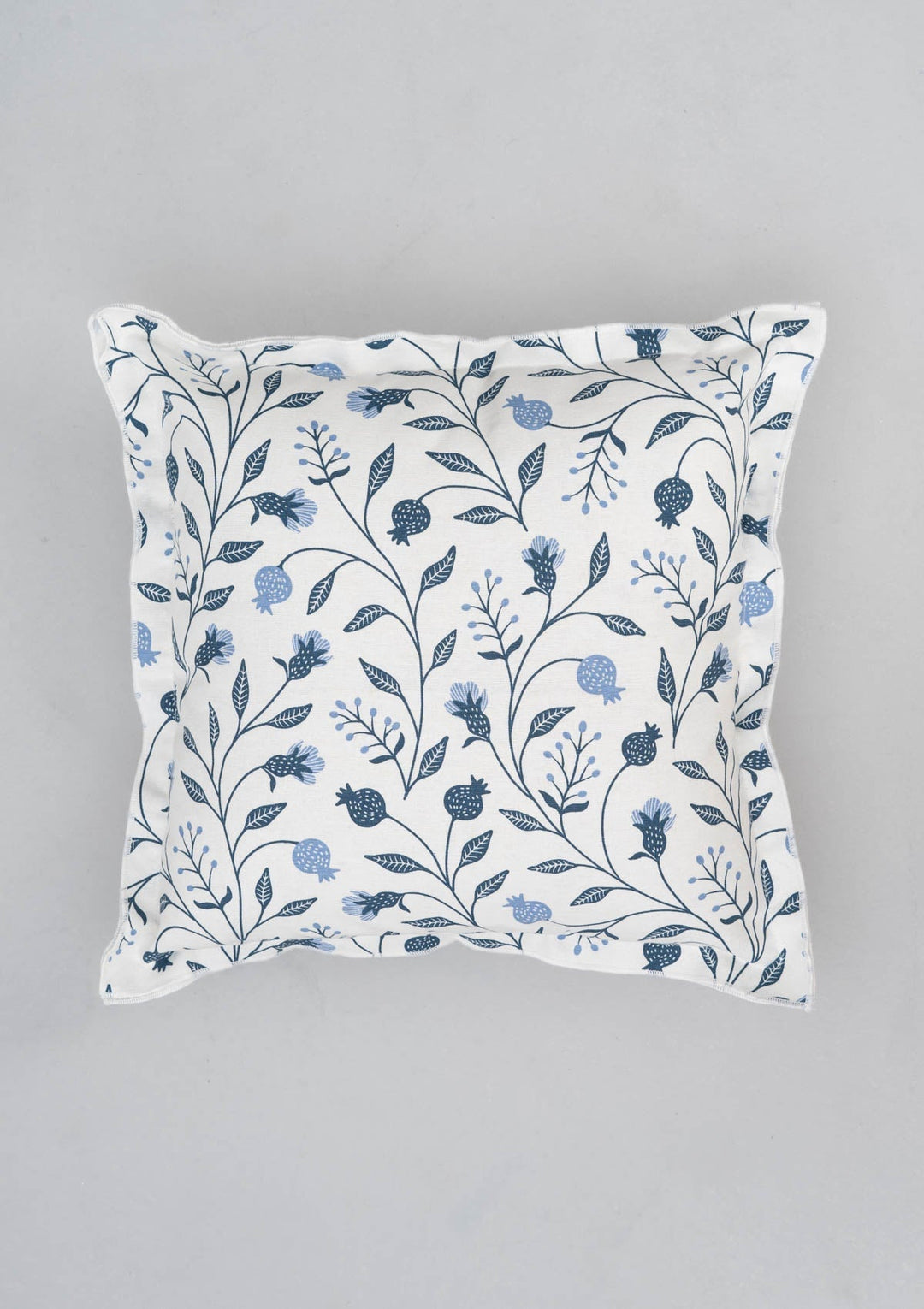Blue Ruby Powder Blue Floral Cushion Cover for Sofa – 100% Cotton | SHOBITAM
