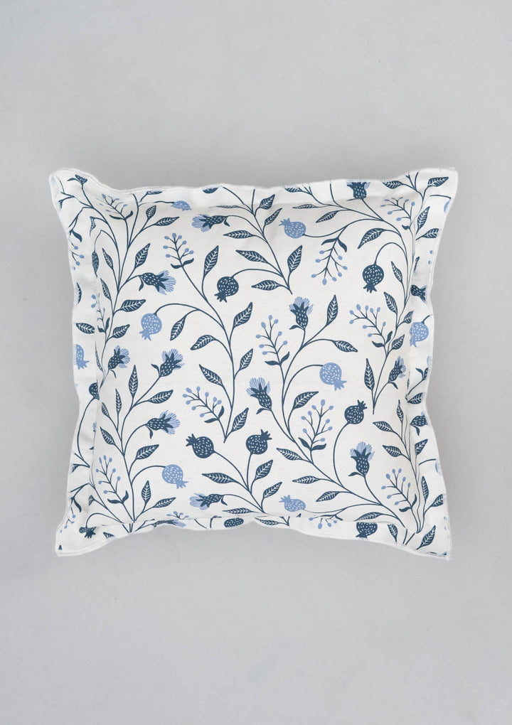 Blue Ruby Powder Blue Floral Cushion Cover for Sofa – 100% Cotton | SHOBITAM