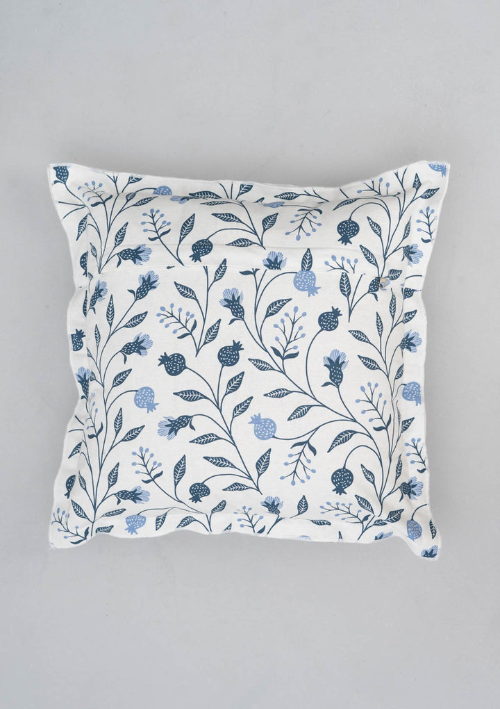 Blue Ruby Powder Blue Floral Cushion Cover for Sofa – 100% Cotton | SHOBITAM
