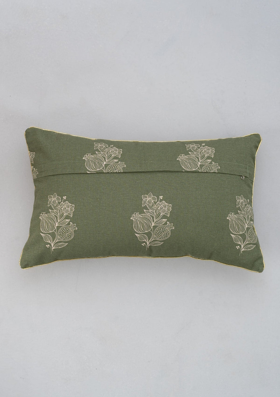 Malabar Pepper Green Floral Cushion Cover for Sofa – 100% Cotton | SHOBITAM