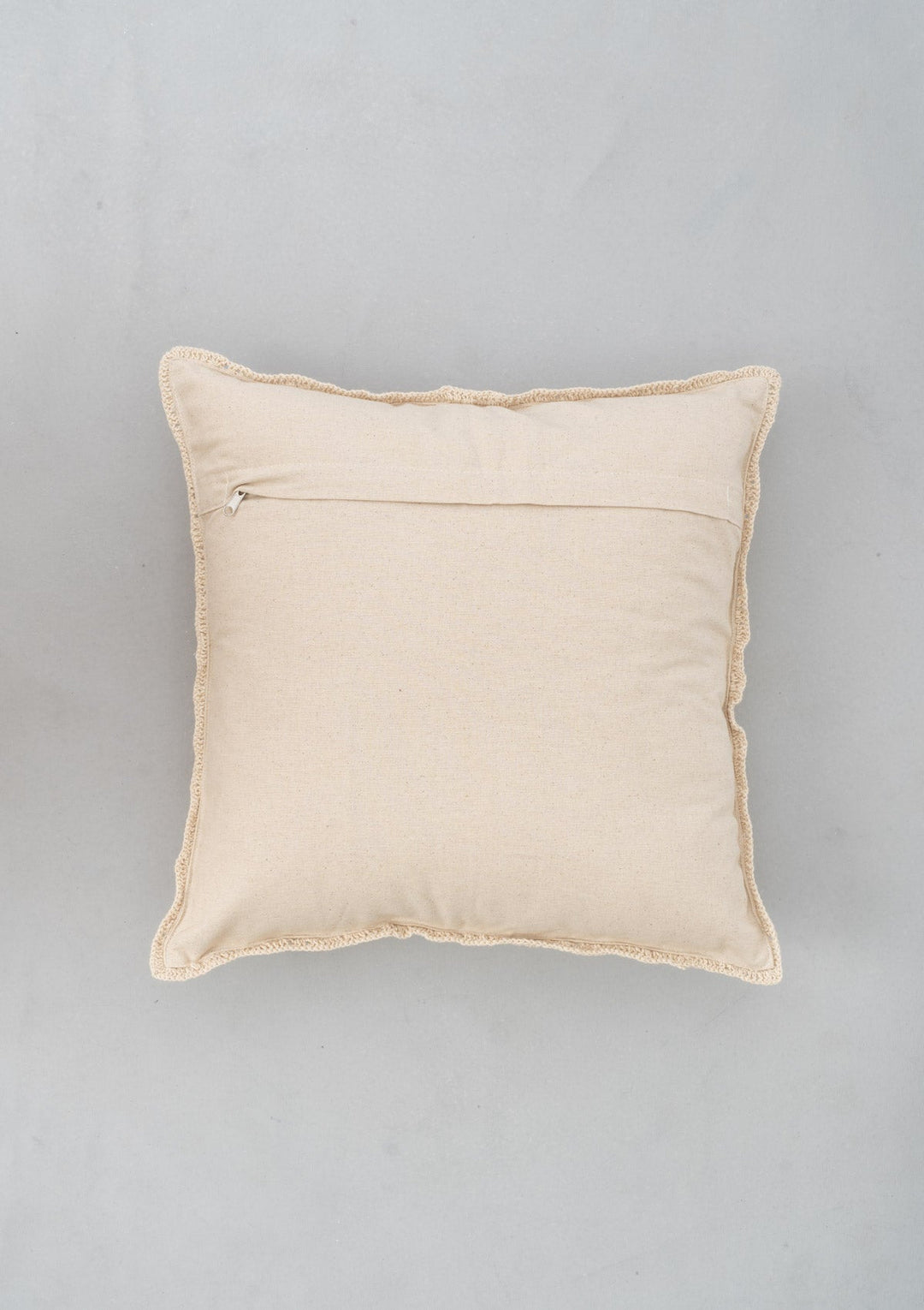 Oyster Ivory Crochet Antique Cushion Cover for Sofa – 100% Cotton 16" x 16" | SHOBITAM