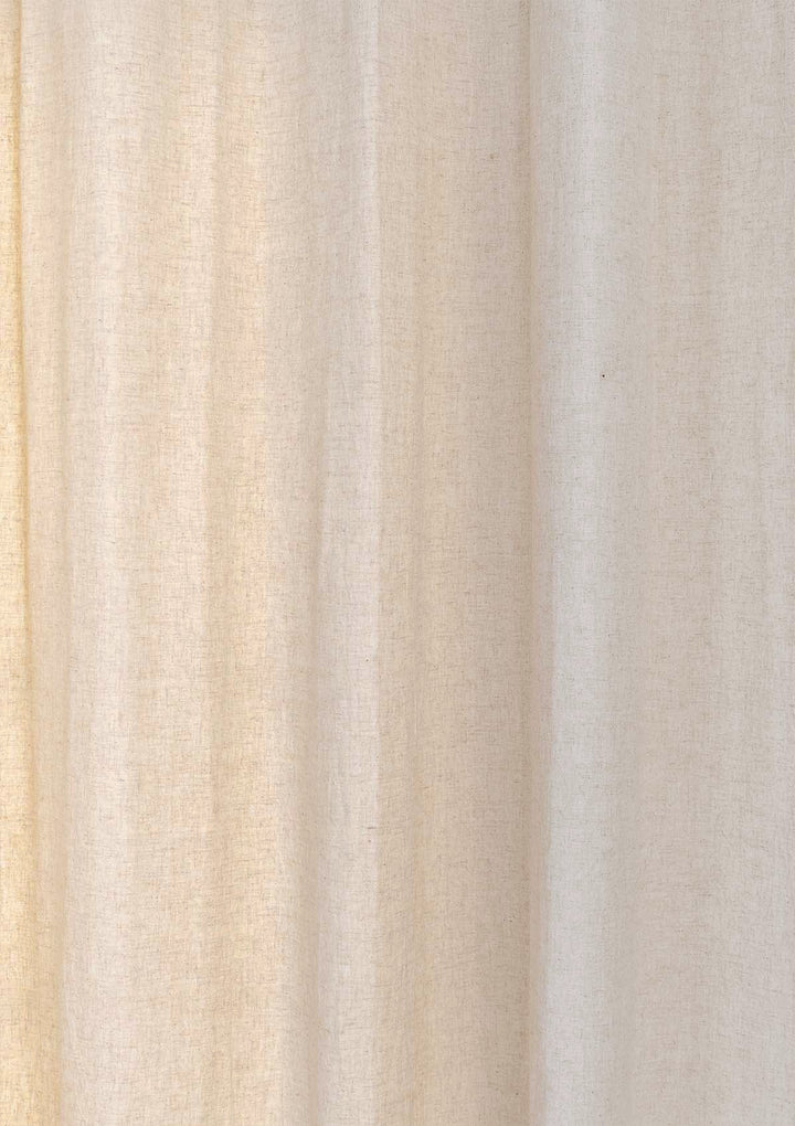 Solid Linen Cotton Blend textured curtain for Living room & bedroom - Light Reduction - Beige Single Piece