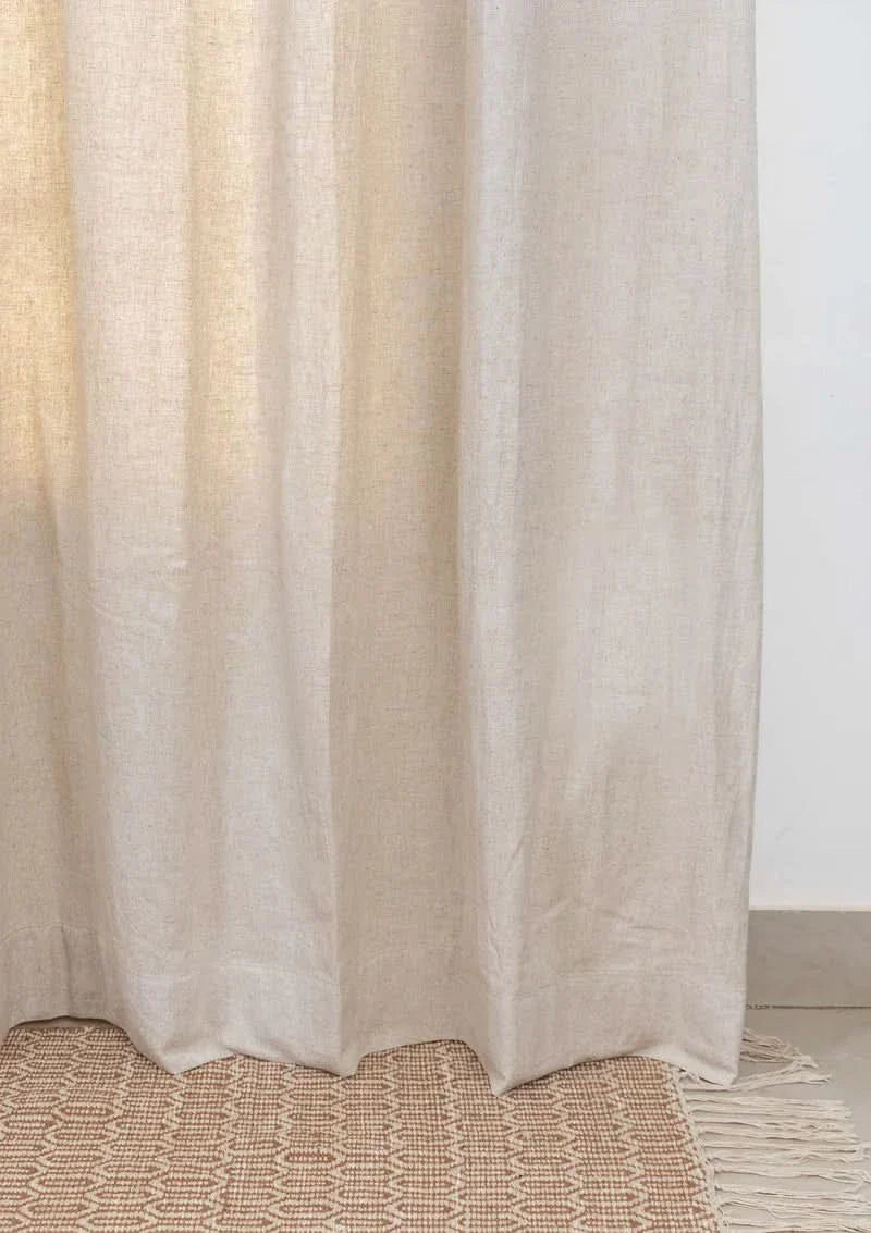Divya 100% cotton plain curtain in Beige -  Customizable for size, lining and headers
