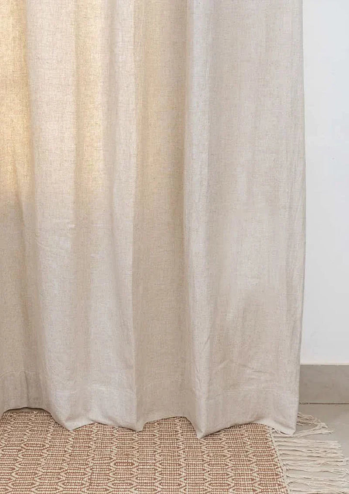 Divya 100% cotton plain curtain in Beige -  Customizable for size, lining and headers