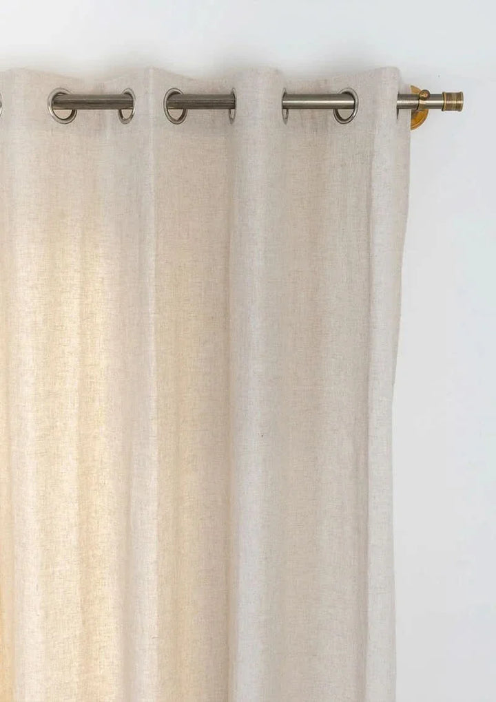 Divya 100% cotton plain curtain in Beige -  Customizable for size, lining and headers