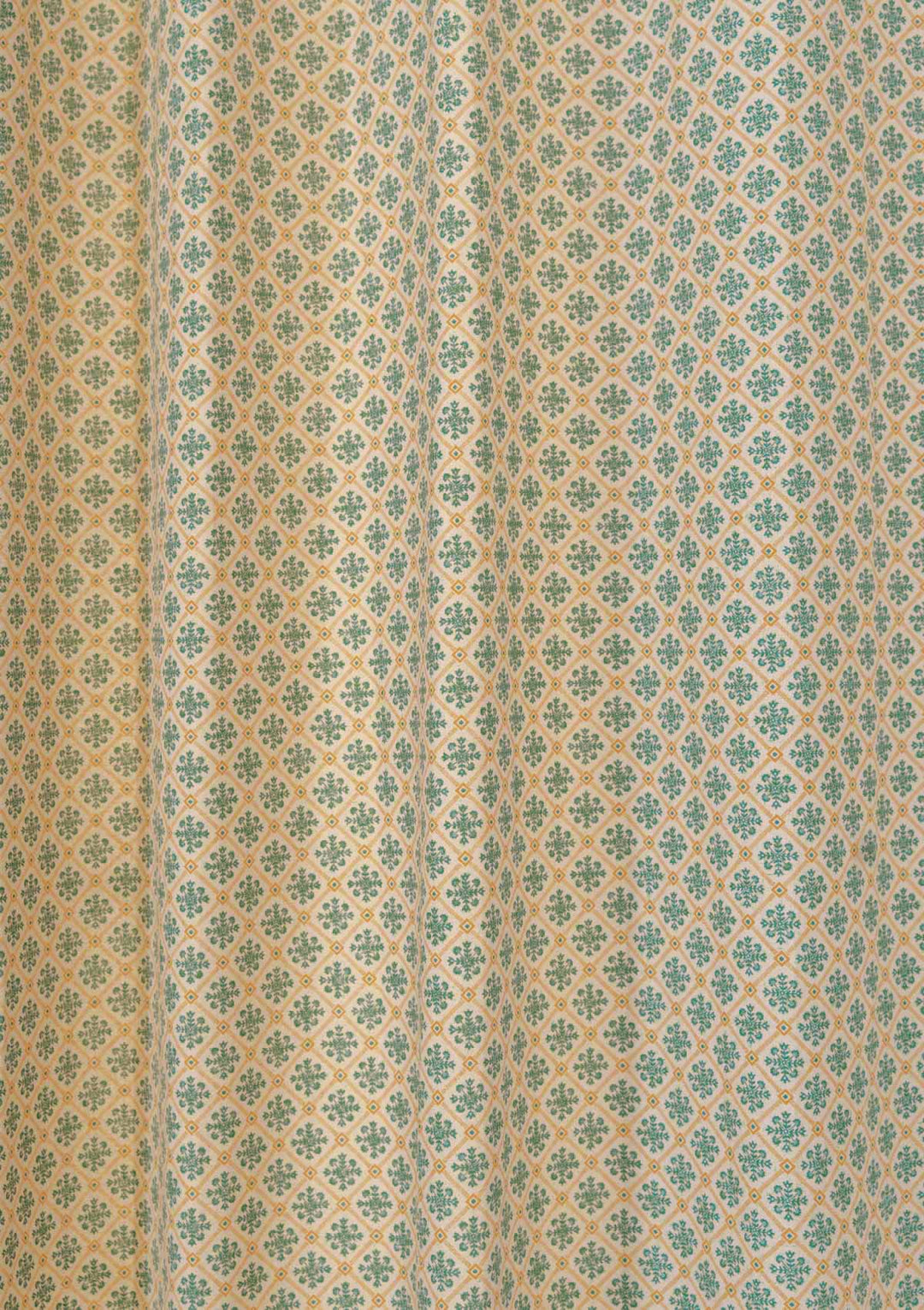 Yura 100% cotton geometric curtain for living room - Room darkening - Aqua blue - Single - Single Piece | SHOBITAM