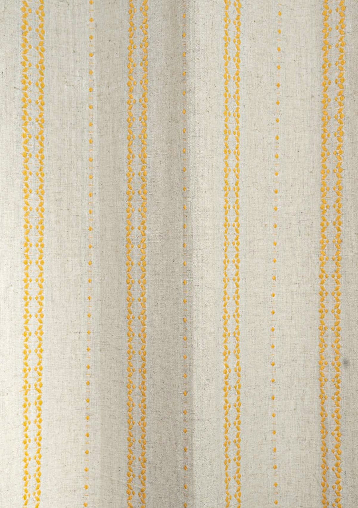 Aster linen minimal textured design curtain for living room - Light Reduction - Mustard - Single Piece | SHOBITAM