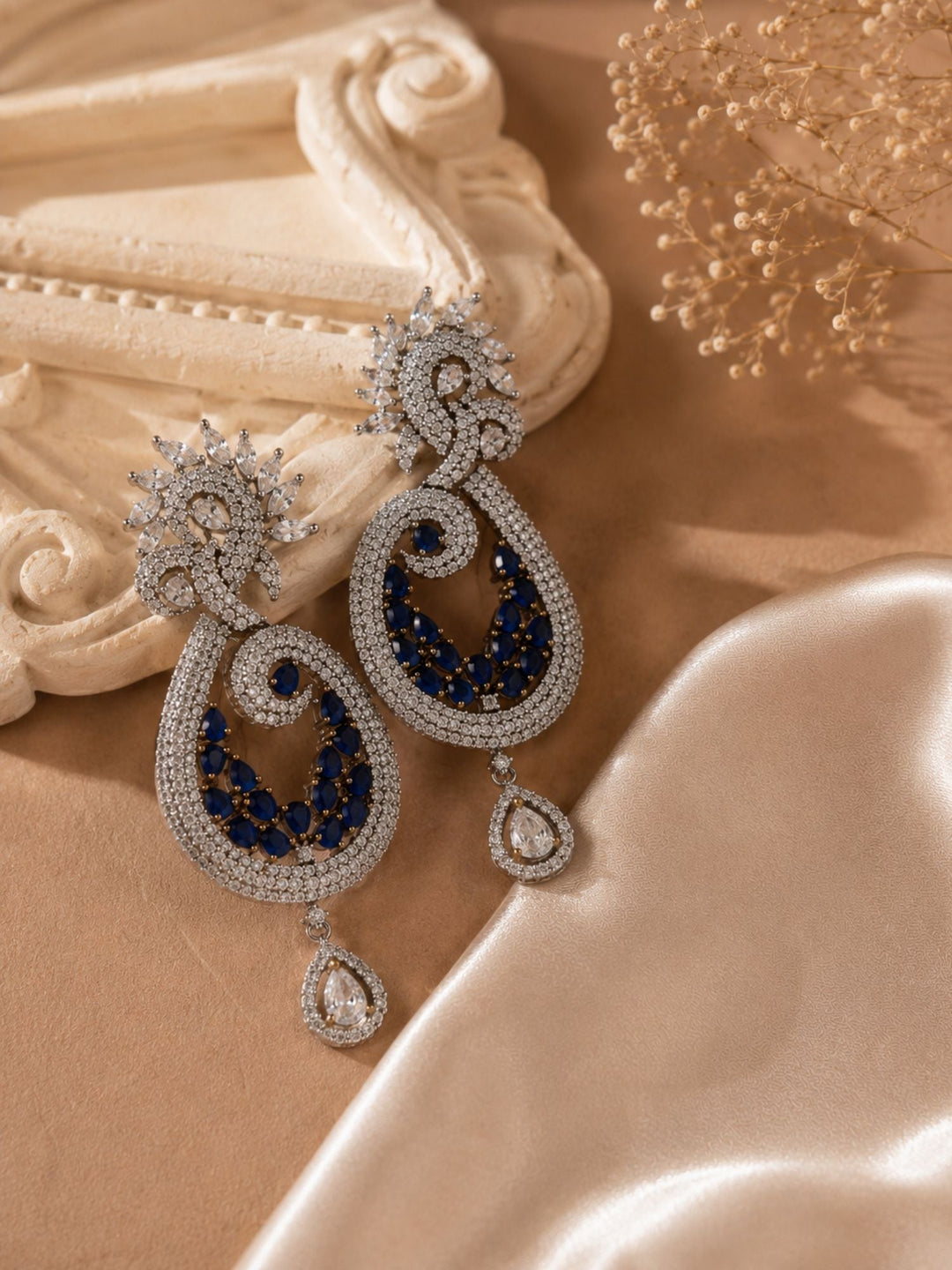 Mint Green Kundan Triple Jhumka Earrings | SHOBITAM