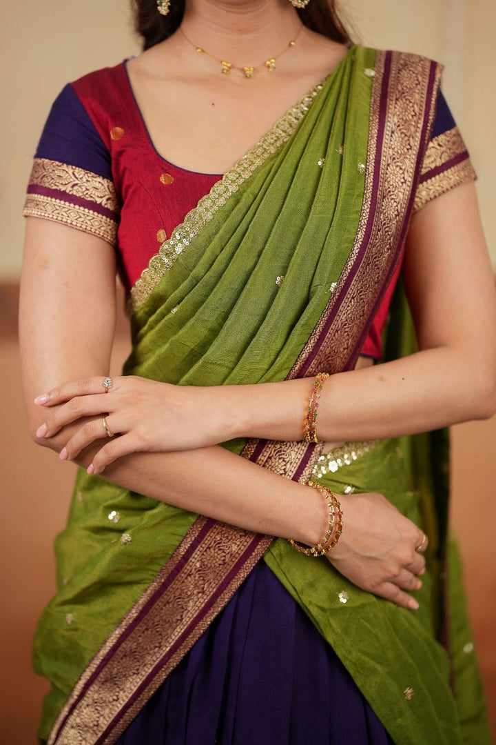 Nithila Violet Halfsaree (Set of 3) | SHOBITAM
