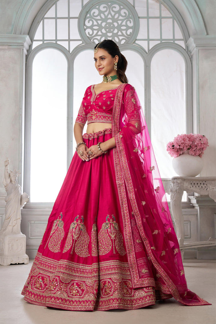 Elegant Embroidered Silk Lehenga Choli Set with Dupatta | SHOBITAM
