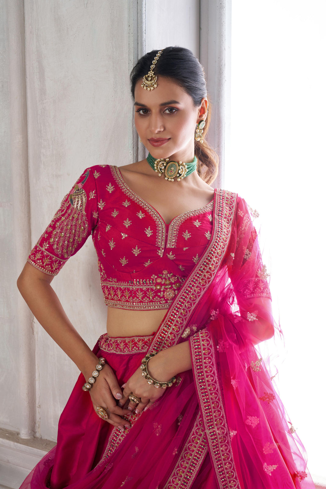 Elegant Embroidered Silk Lehenga Choli Set with Dupatta | SHOBITAM