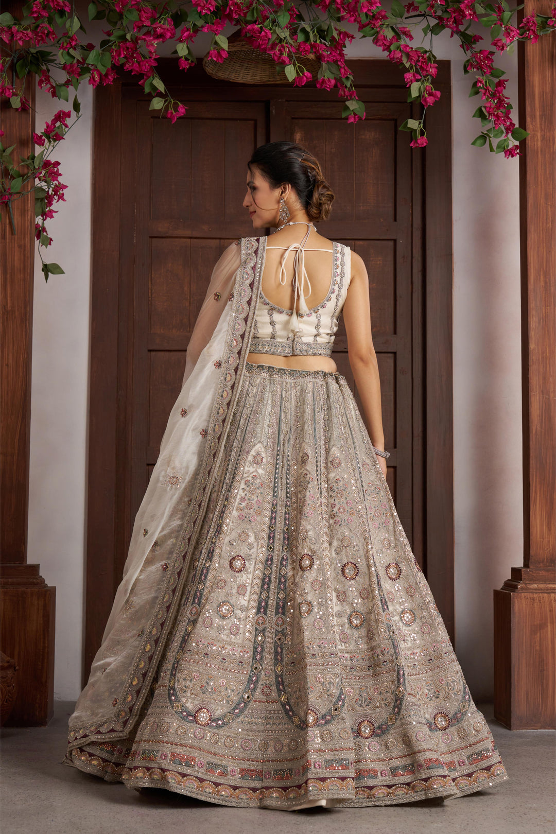 Premium White Bridal Lehenga with Intricate Floral Artistry | SHOBITAM