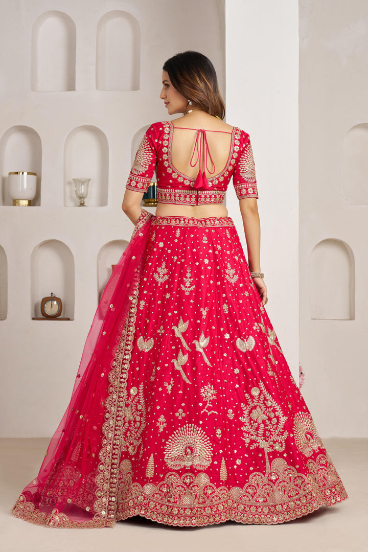 Bridal Couture Rani Lehenga with Royal Floral Embroidery | SHOBITAM