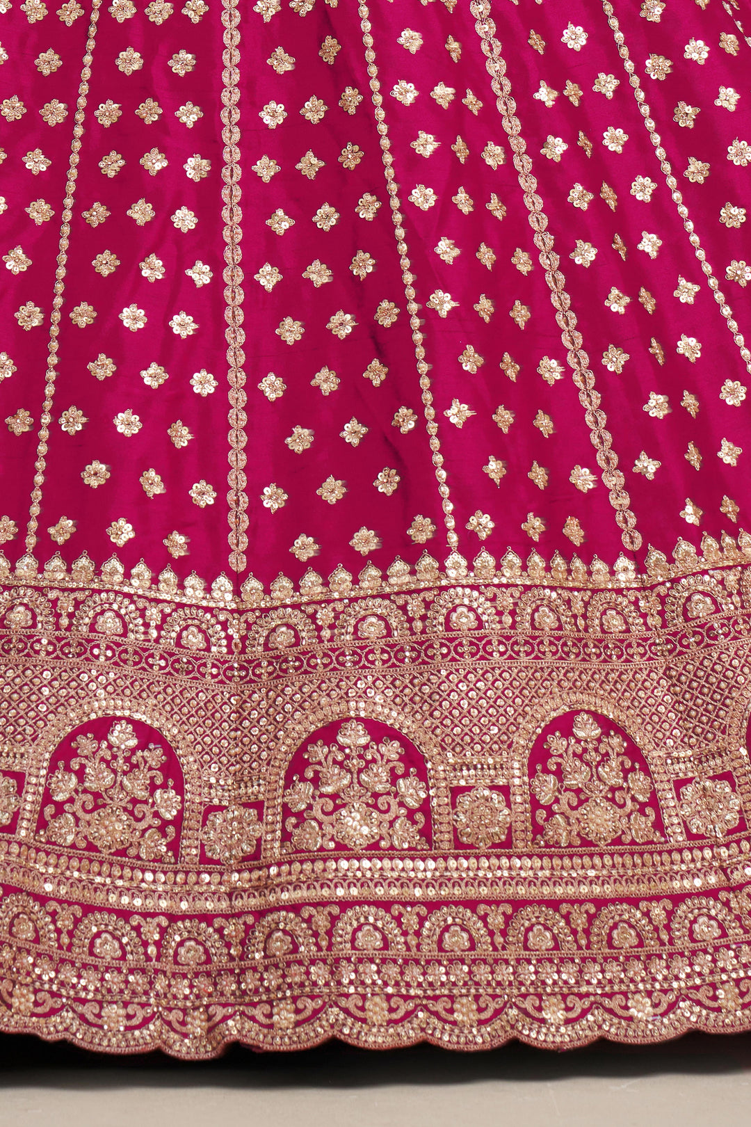 Elegant Rani Bridal Lehenga with Double Dupatta Styling | SHOBITAM