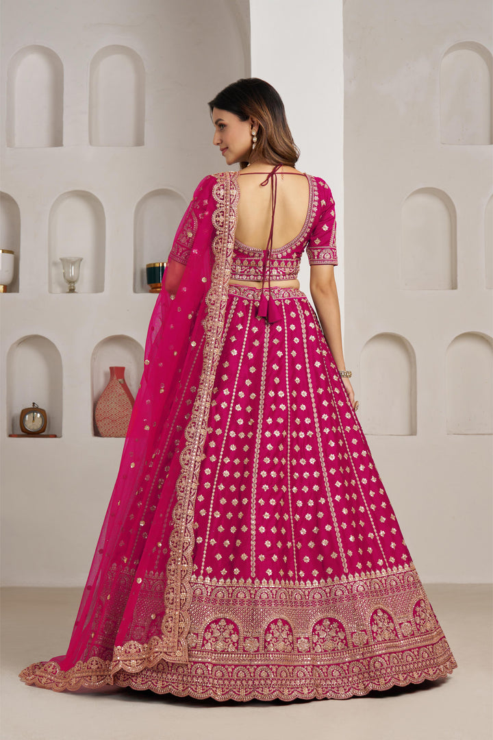 Elegant Rani Bridal Lehenga with Double Dupatta Styling | SHOBITAM