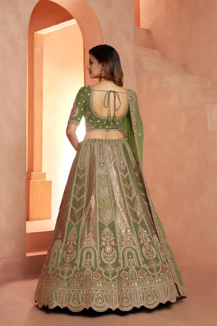 Classic Rani Silk Bridal Lehenga with Floral Zari Embroidery | SHOBITAM