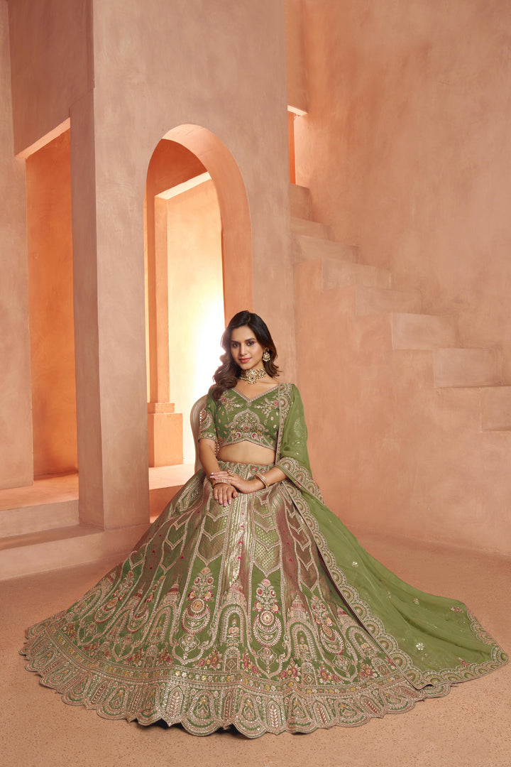 Classic Rani Silk Bridal Lehenga with Floral Zari Embroidery | SHOBITAM