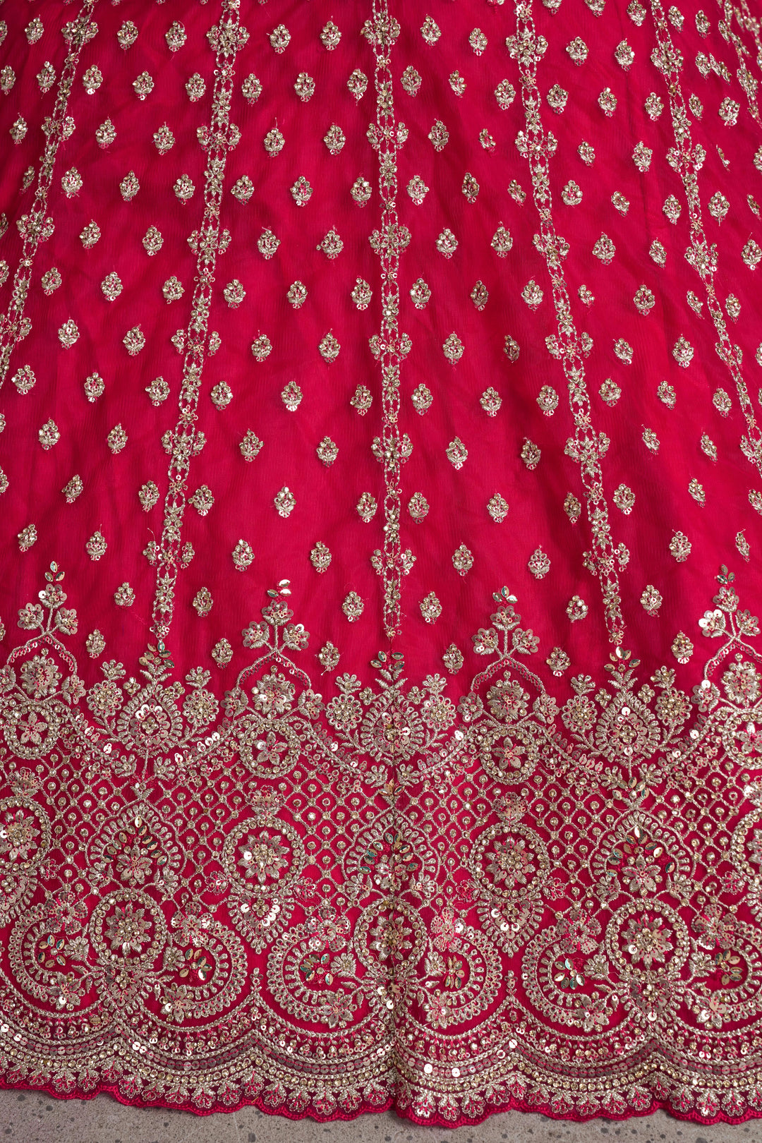 Elegant Rani Pink Lehenga with Heavy Silver zari and Beads Detailing. | SHOBITAM