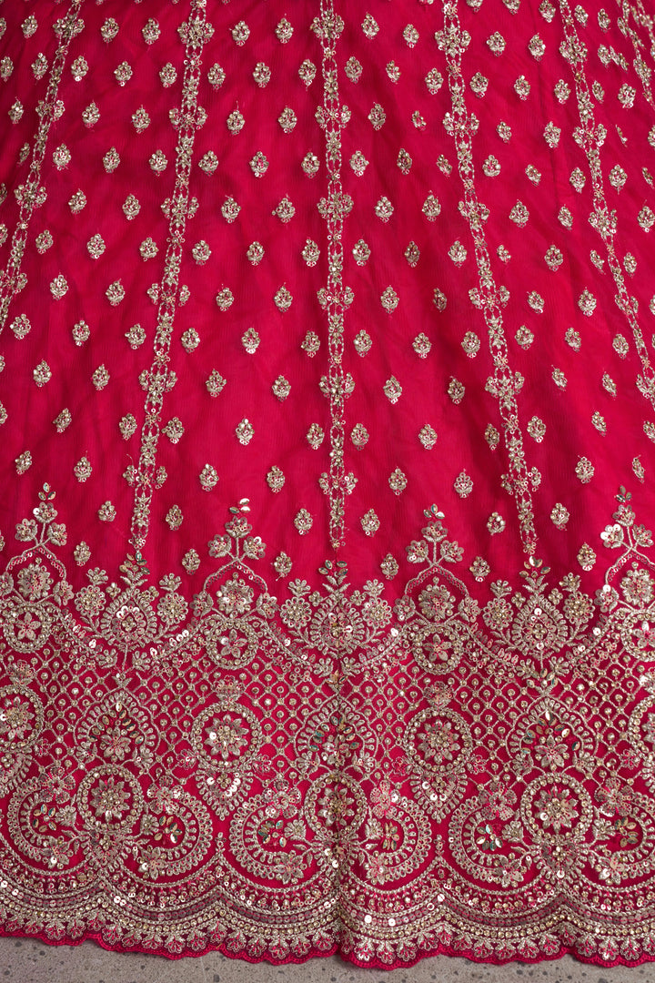 Elegant Rani Pink Lehenga with Heavy Silver zari and Beads Detailing. | SHOBITAM