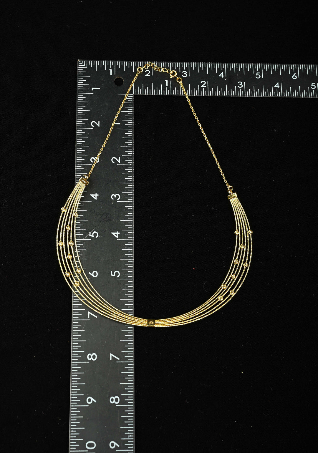 92.5 Silver, Gold Plated Multi Layer Choker Necklace with Bead Accents