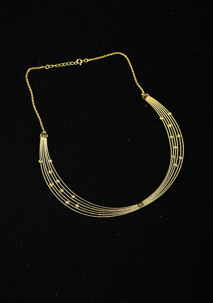 92.5 Silver, Gold Plated Multi Layer Choker Necklace with Bead Accents