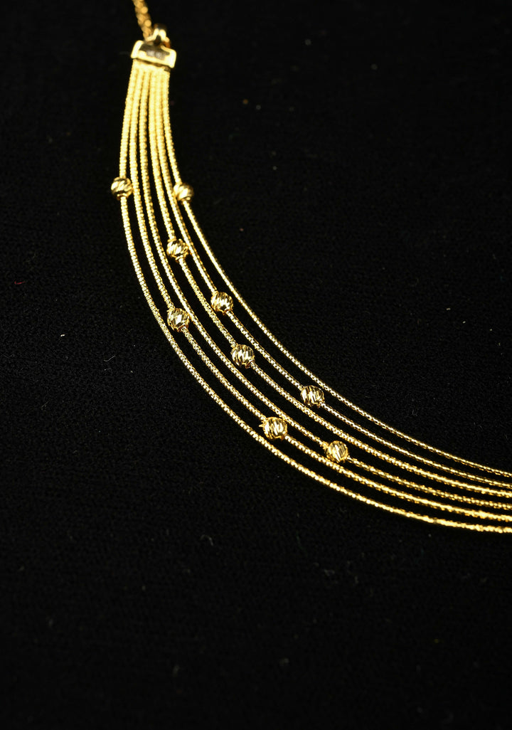92.5 Silver, Gold Plated Multi Layer Choker Necklace with Bead Accents