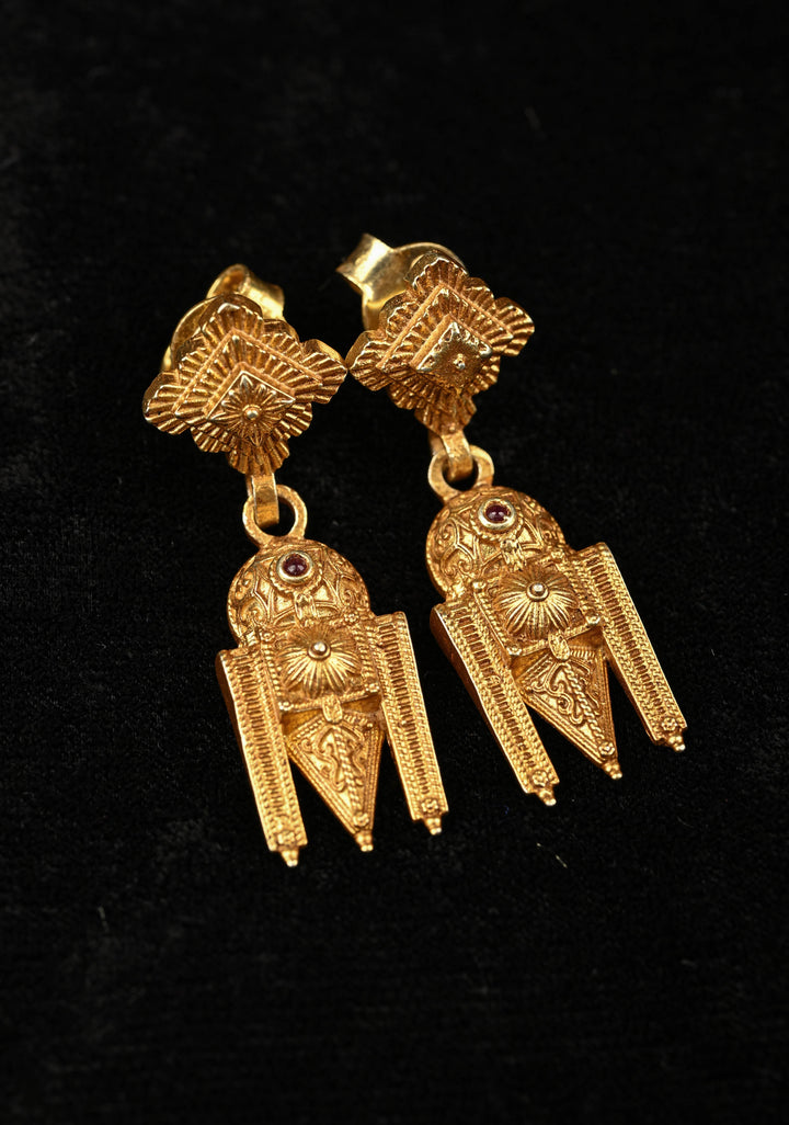 92.5 Silver 24 Kt Antique Gold Finish Fusion Earrings