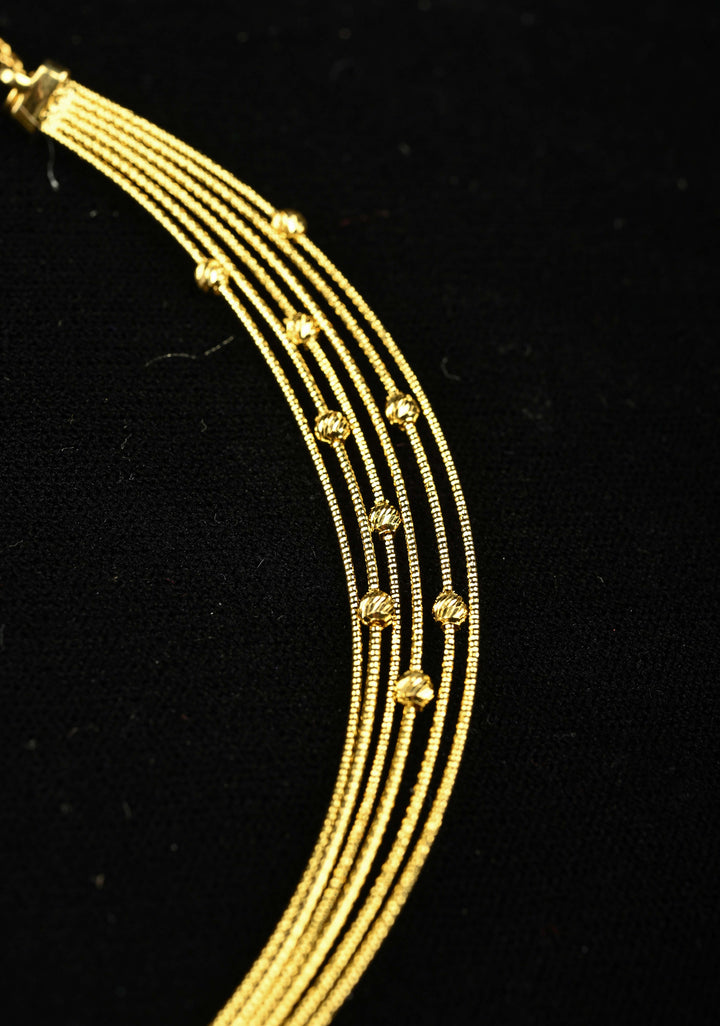 92.5 Silver, Gold Plated Multi Layer Choker Necklace with Bead Accents