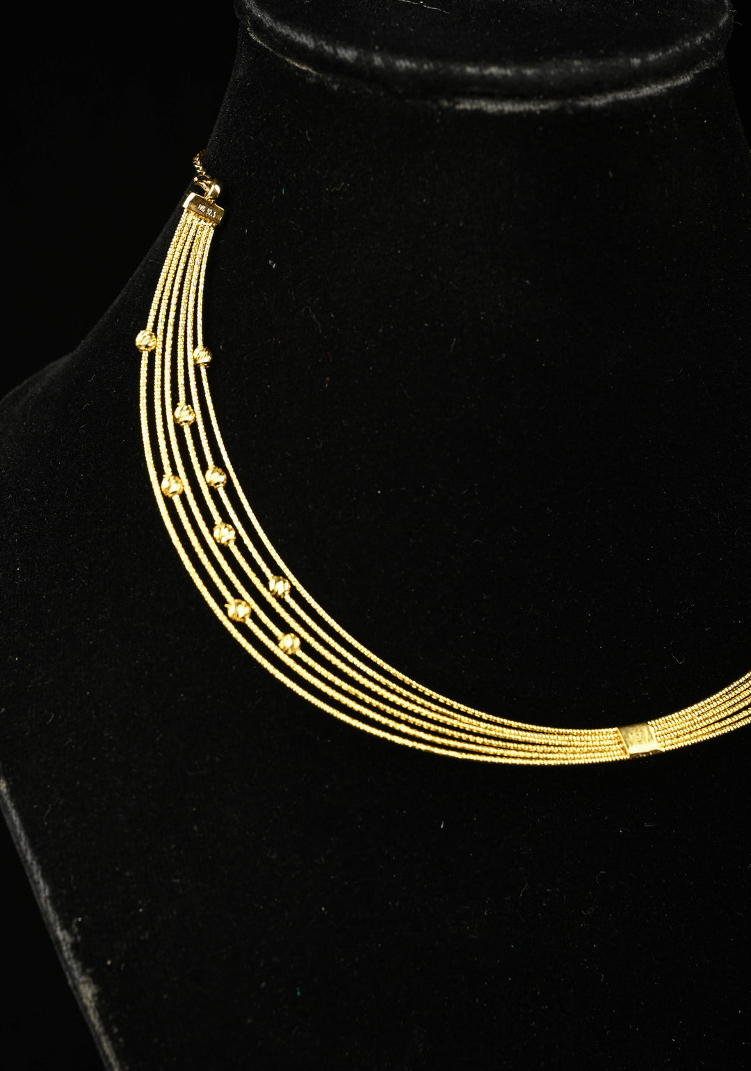 92.5 Silver, Gold Plated Multi Layer Choker Necklace with Bead Accents