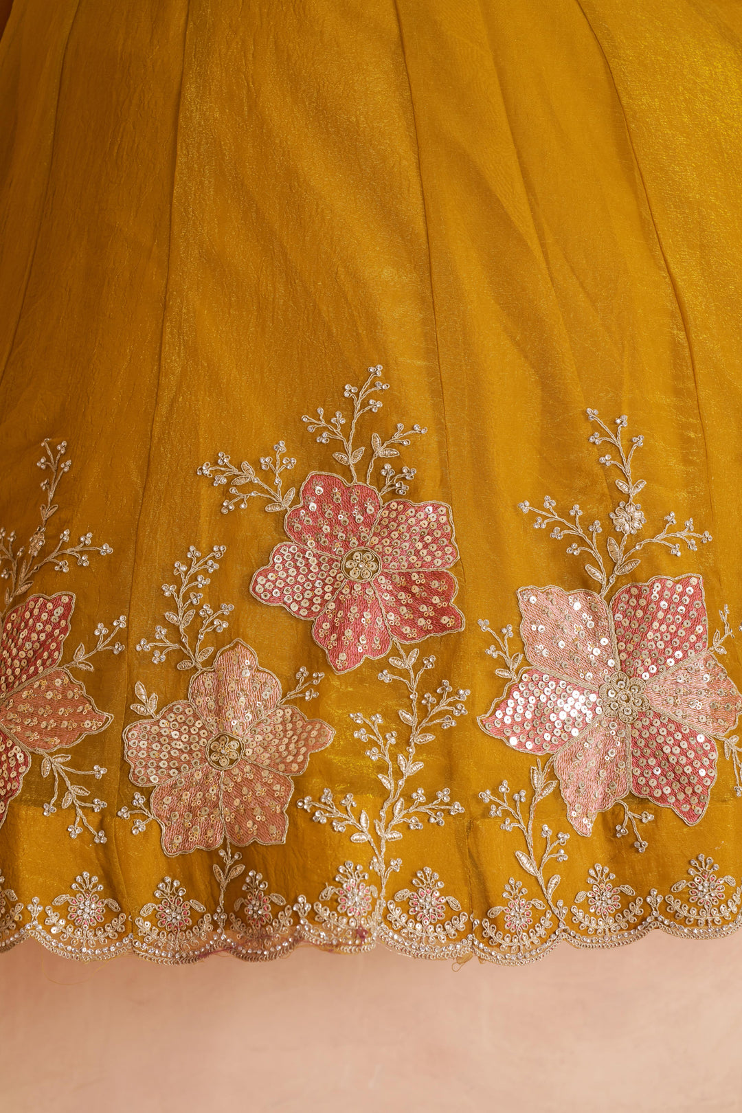 Elegant Floral Embroidered Tissue Lehenga Choli Set | SHOBITAM