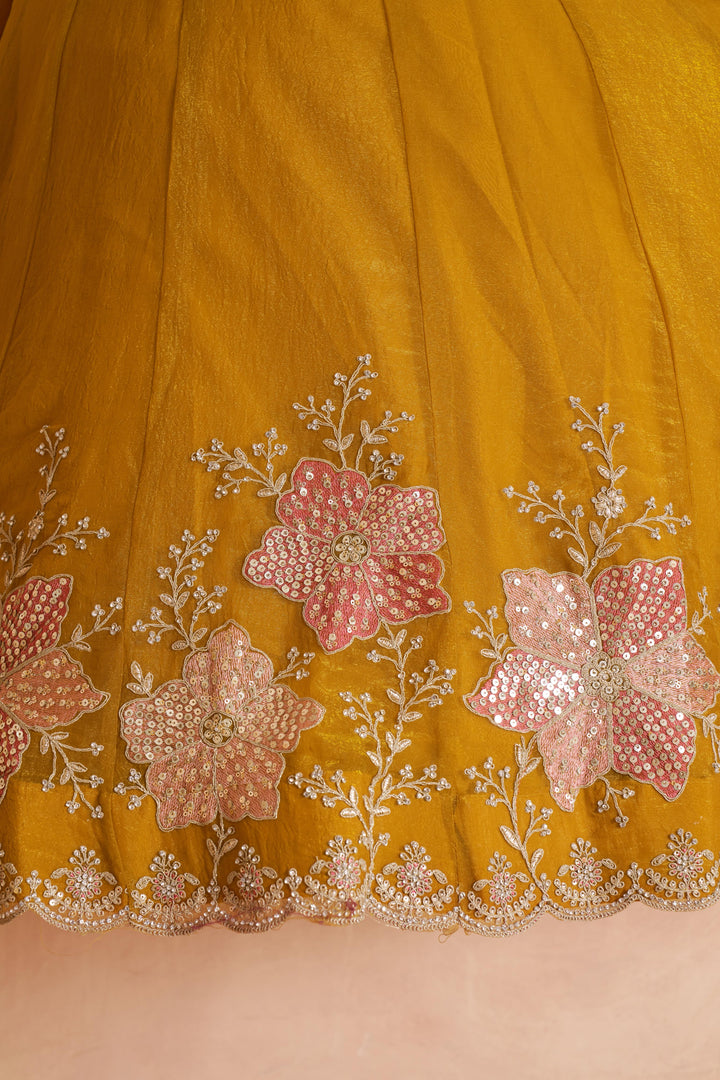Elegant Floral Embroidered Tissue Lehenga Choli Set | SHOBITAM