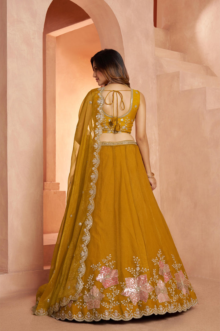 Elegant Floral Embroidered Tissue Lehenga Choli Set | SHOBITAM