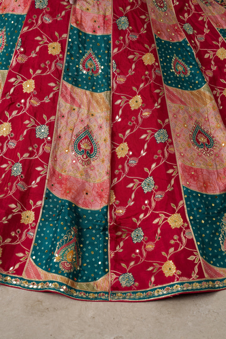Designer Multi-Color Lehenga Choli with Embroidered Blouse | SHOBITAM
