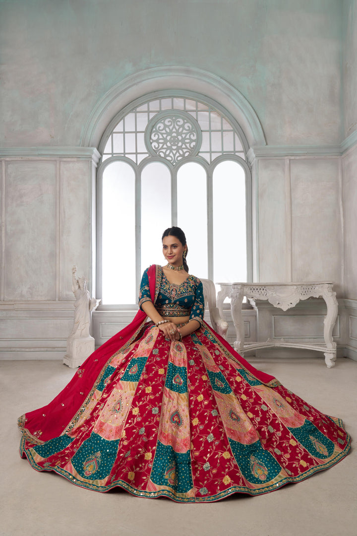 Designer Multi-Color Lehenga Choli with Embroidered Blouse | SHOBITAM