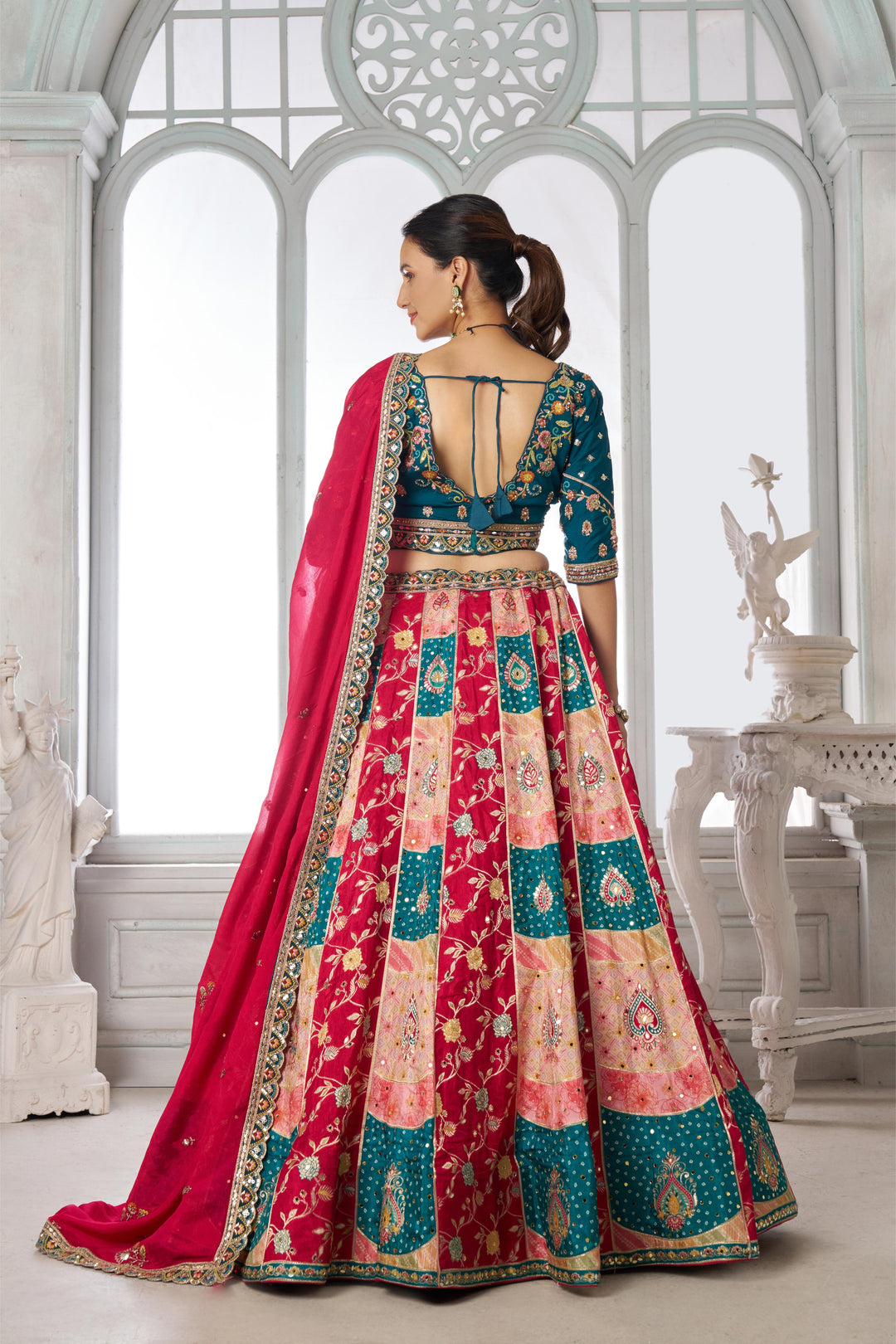 Designer Multi-Color Lehenga Choli with Embroidered Blouse | SHOBITAM
