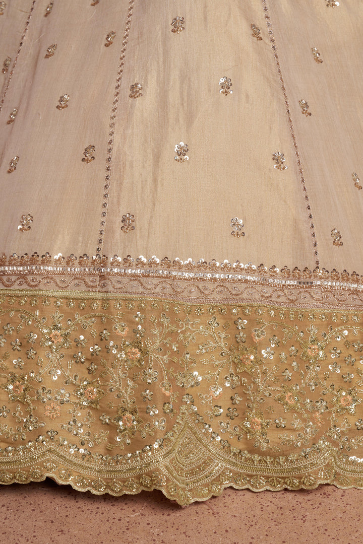 Graceful Gold Lehenga Featuring Handcrafted Embroidery | SHOBITAM