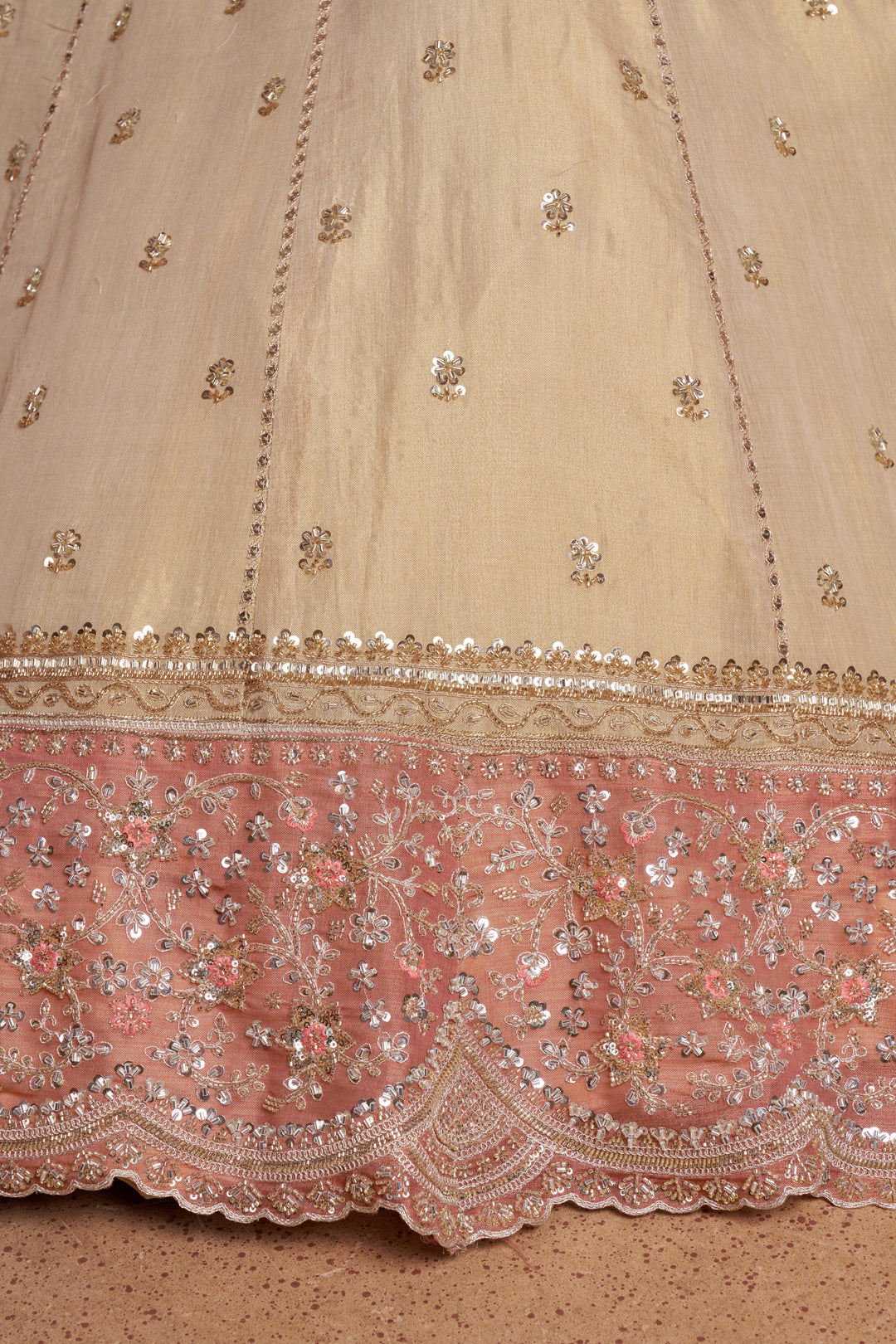 Designer Peach Lehenga with Luxurious Embellished Details | SHOBITAM
