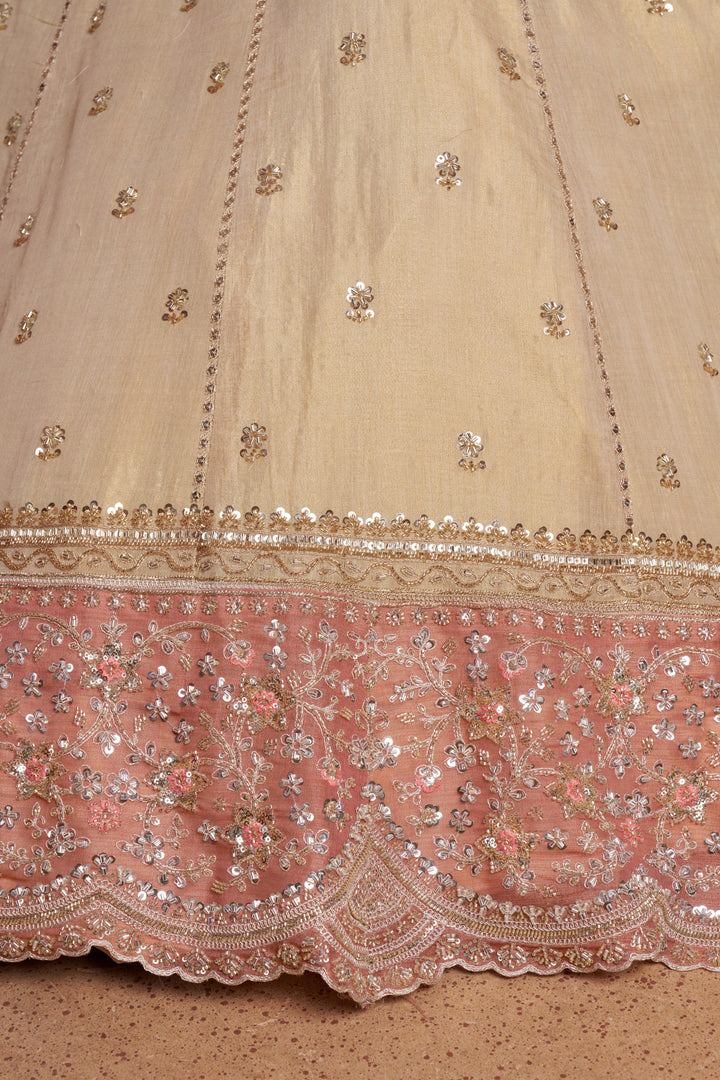 Designer Peach Lehenga with Luxurious Embellished Details | SHOBITAM