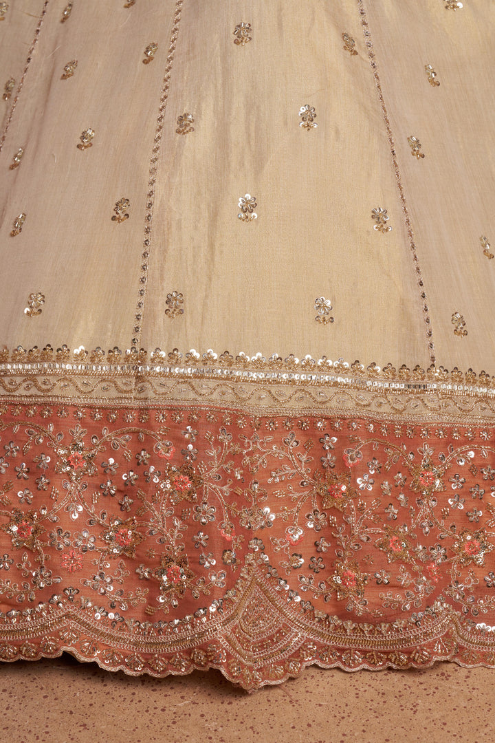 Dreamy Rust Cream Girlish Lehenga with Handcrafted Embellishments | SHOBITAM