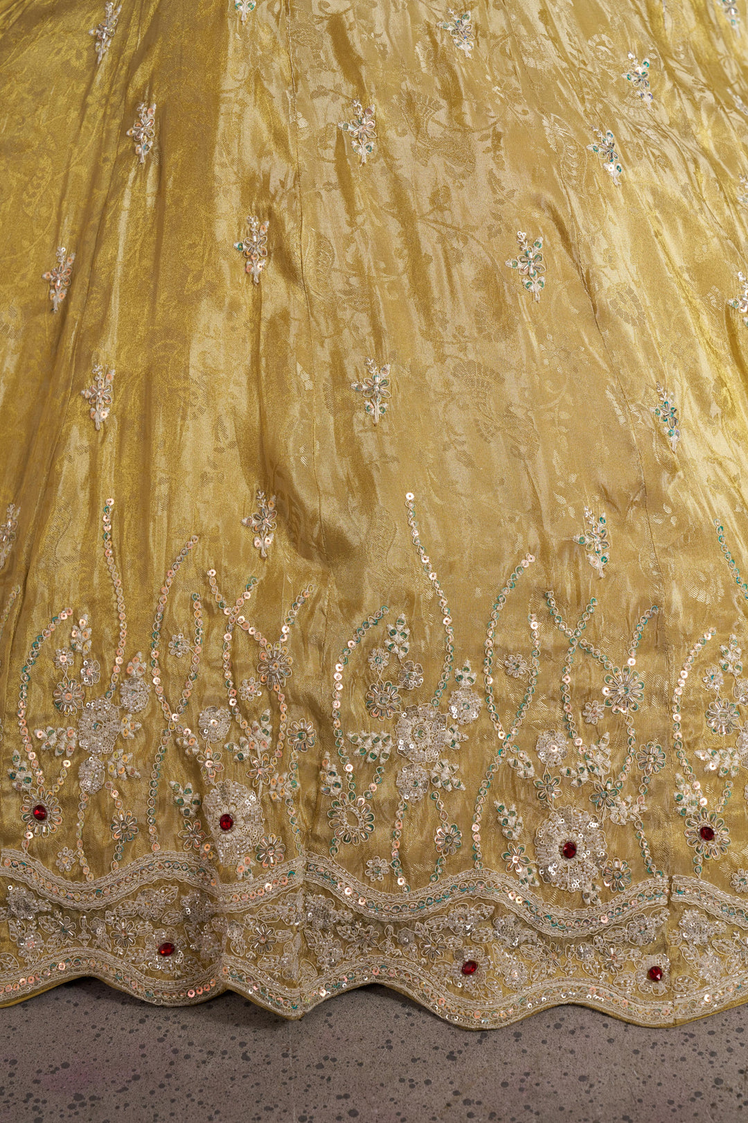 Radiant Haldi Special Lehenga in Banarasi Tissue Fabric | SHOBITAM