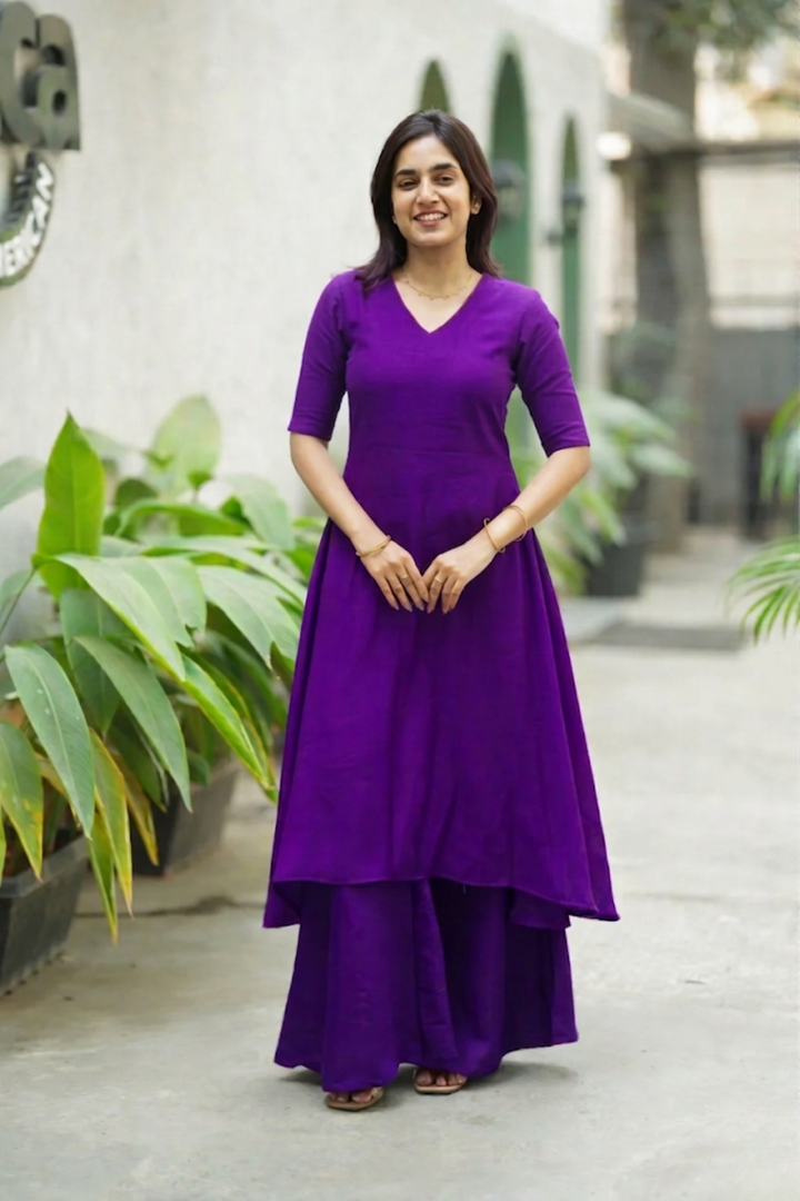 Nandhitha Violet Kurta Set ( Set of 2) | SHOBITAM