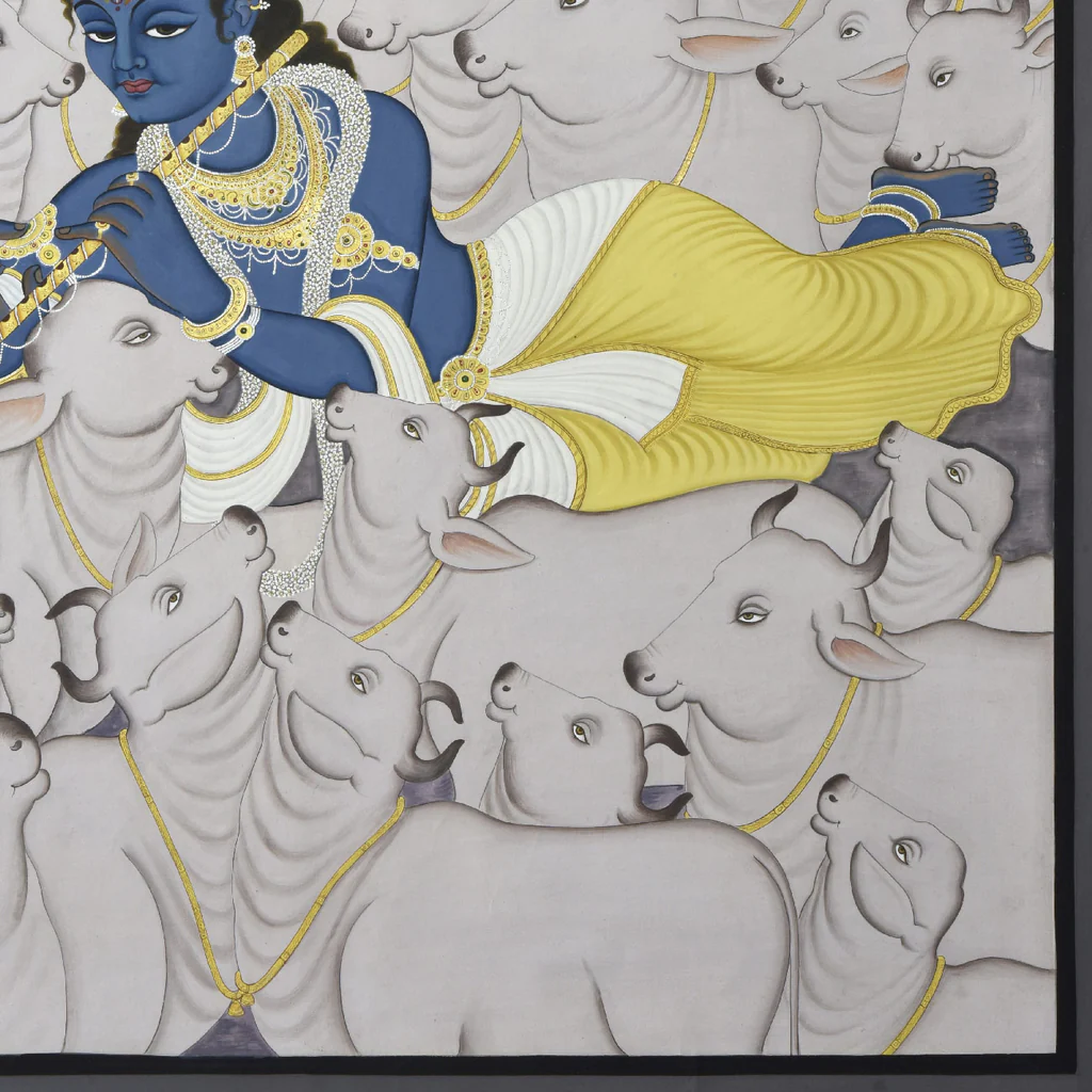 3x4 feet Authentic Jaipur Painting Krishna as a Gaucharah | SHOBITAM