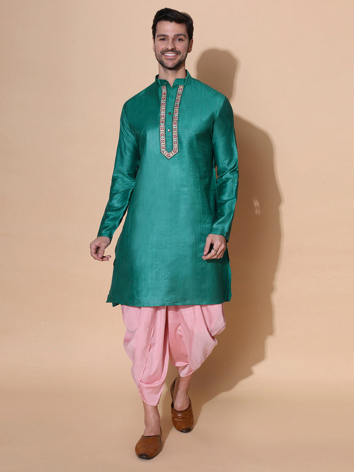 Panna Men Khadi Silk Handwoven Half Sleeve Kurta