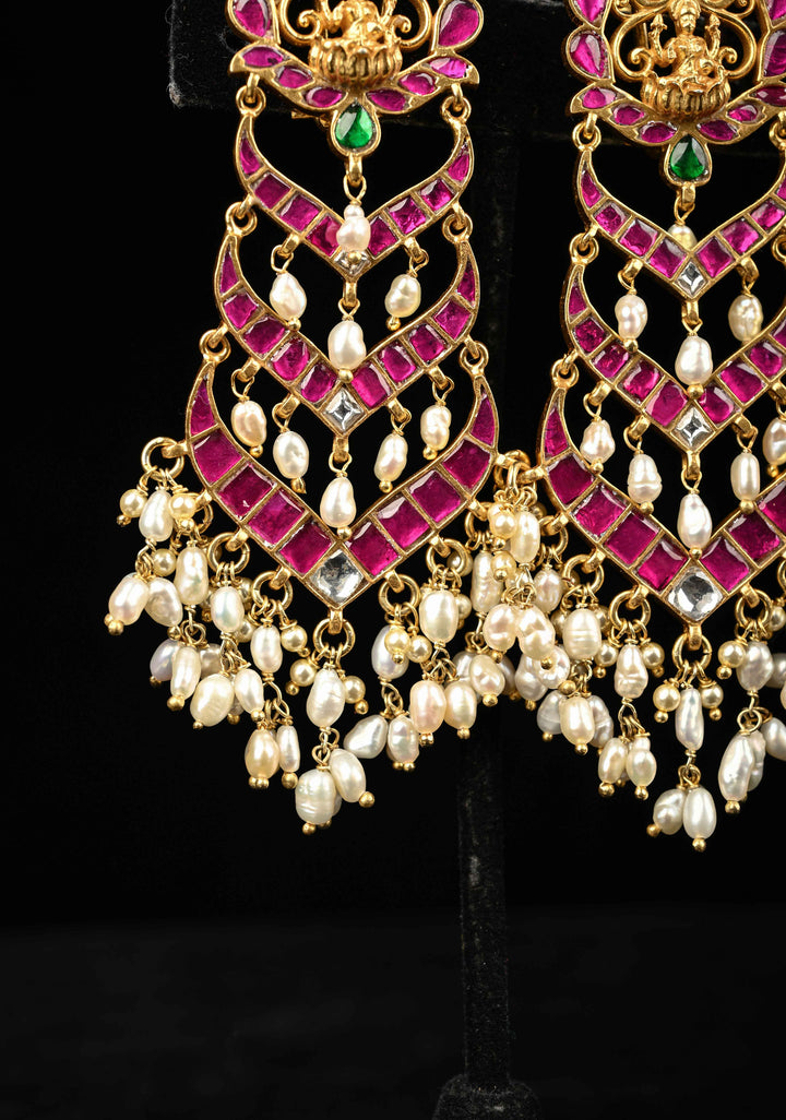 92.5 Pure Silver, Gold Plated Grand Shine Long Earrings