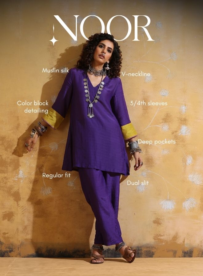 Purple Muslin Silk Co-ord Set | SHOBITAM