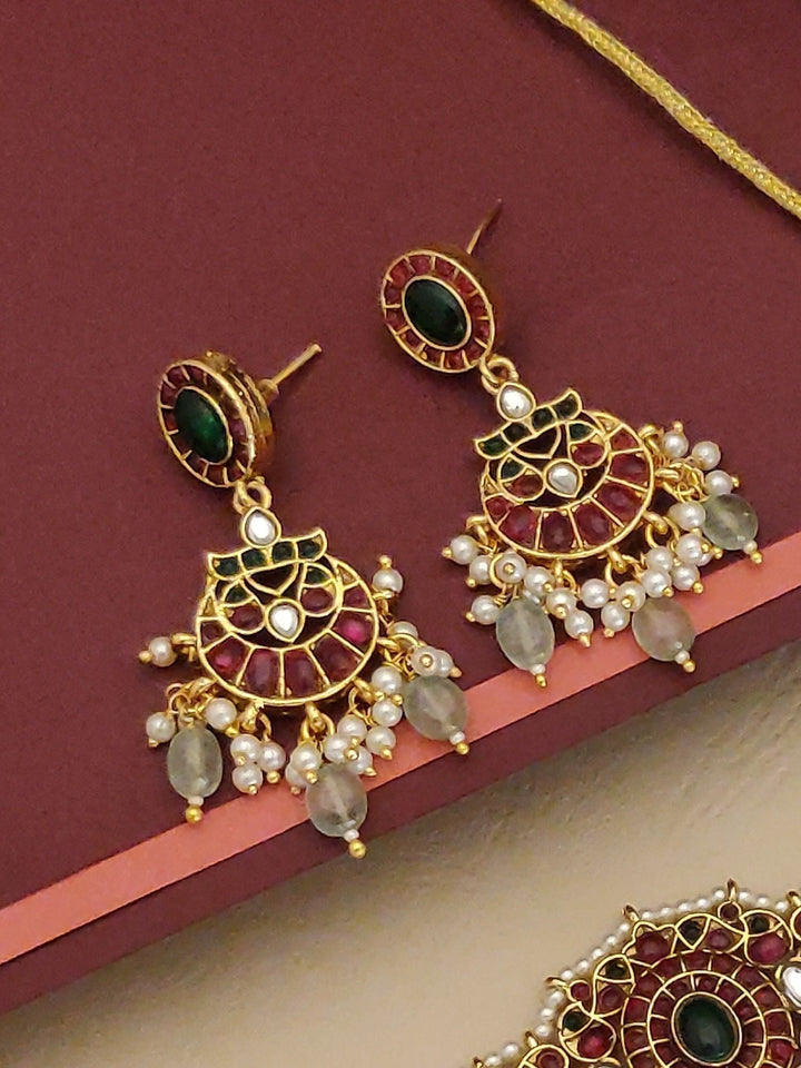 Gold Plated Kempstone Necklace Set |SHOBITAM